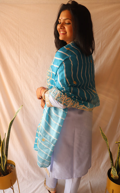 Ocean breeze - Blue embroidered suit set
