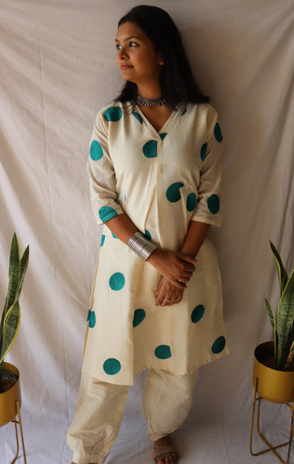 Grace in Green - Polka Khadi Kurta Set