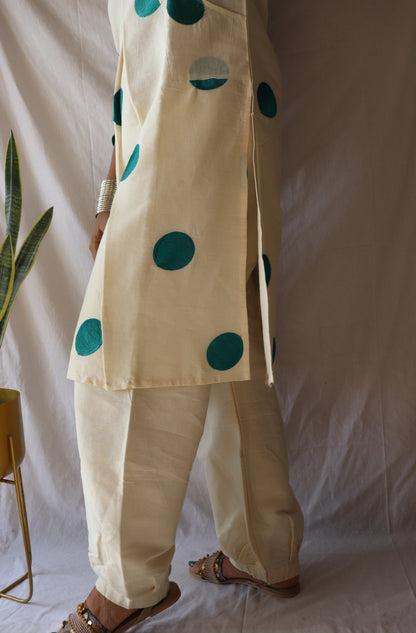 Grace in Green - Polka Khadi Kurta Set