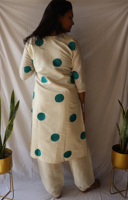 Grace in Green - Polka Khadi Kurta Set