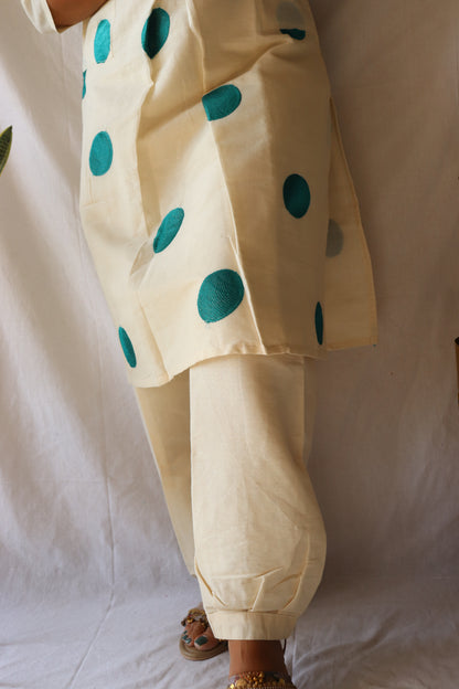 Grace in Green - Polka Khadi Kurta Set