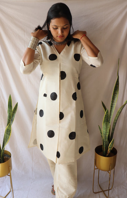 Timeless  black - Polka Khadi Kurta Set
