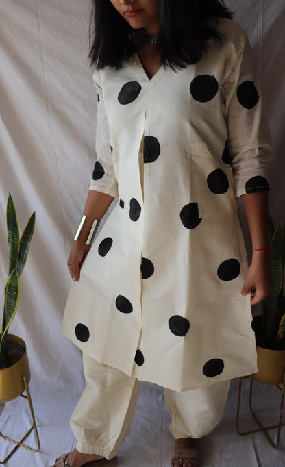 Timeless  black - Polka Khadi Kurta Set