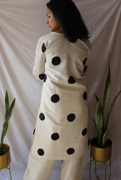 Timeless  black - Polka Khadi Kurta Set