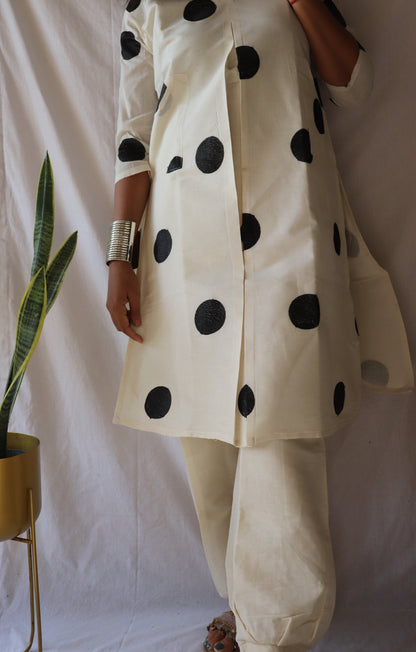 Timeless  black - Polka Khadi Kurta Set