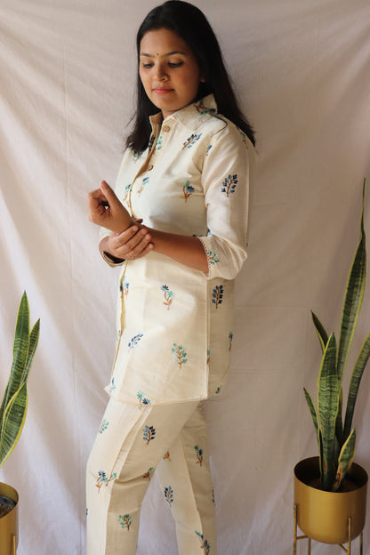 Blue blossom - Handcrafted khadi co-ord set