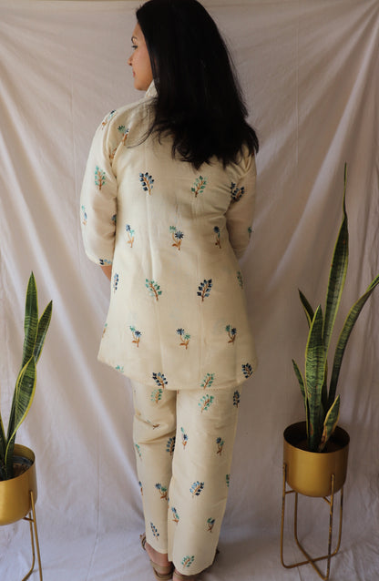 Blue blossom - Handcrafted khadi co-ord set