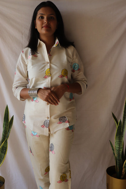 Smiling skies - Happy print handcrafted khadi co-ord set