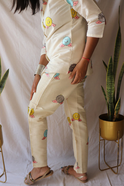 Smiling skies - Happy print handcrafted khadi co-ord set