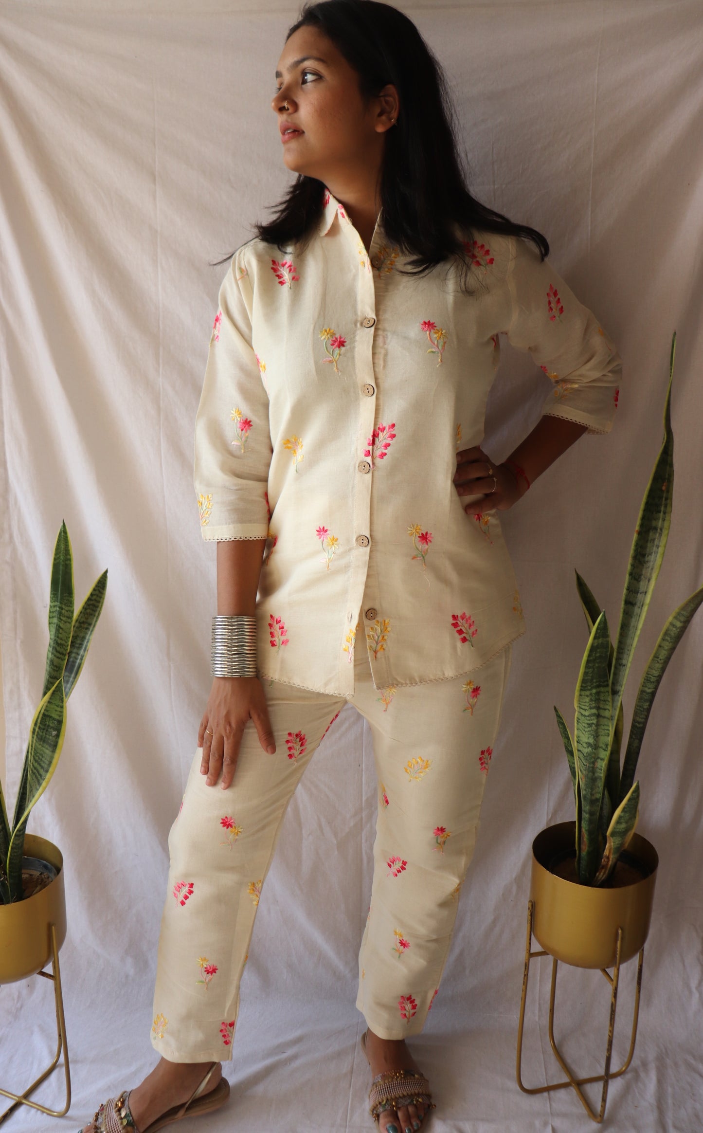 Summer bloom - Handcrafted khadi co-ord set