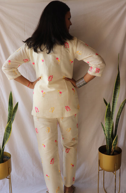 Summer bloom - Handcrafted khadi co-ord set