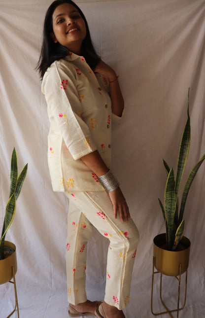 Summer bloom - Handcrafted khadi co-ord set