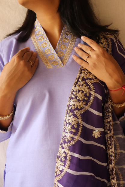 Royal Elegance - Violet Embroidered Suit Set