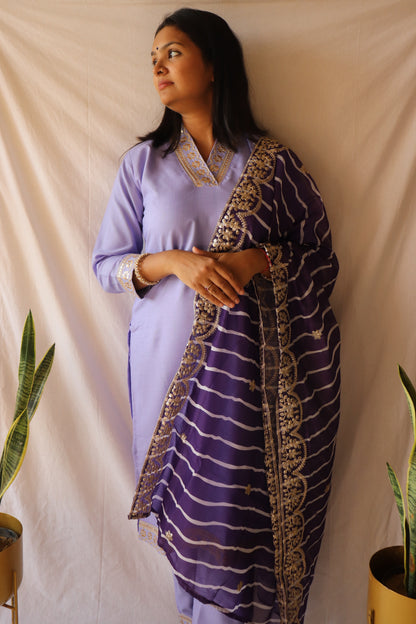 Royal Elegance - Violet Embroidered Suit Set