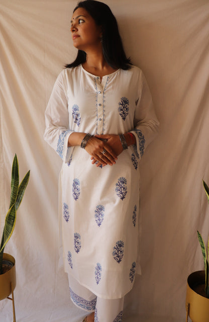 Indigo Bloom - Hand-block Printed Kurta Set