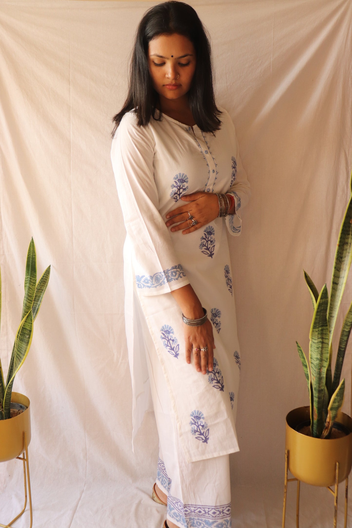 Indigo Bloom - Hand-block Printed Kurta Set