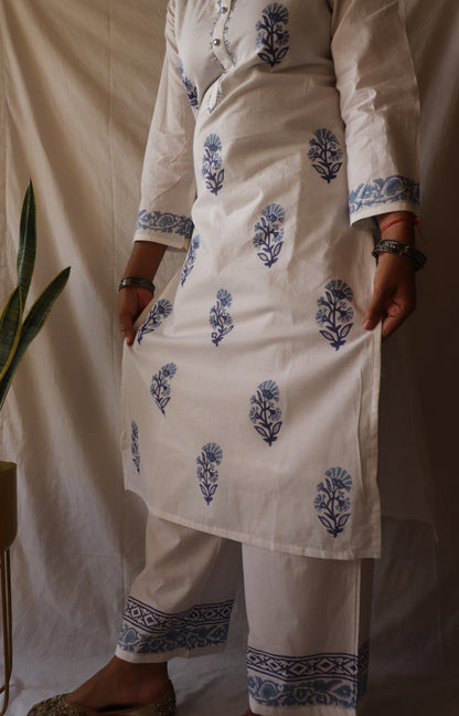 Indigo Bloom - Hand-block Printed Kurta Set