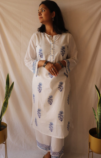 Indigo Bloom - Hand-block Printed Kurta Set