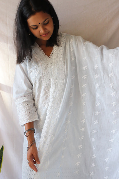Ethereal Elegance - Pastel Blue Chikankari Cotton Suit
