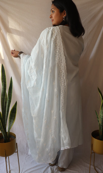 Ethereal Elegance - Pastel Blue Chikankari Cotton Suit