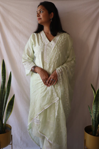 Sage Elegance - Green Chikankari Suit