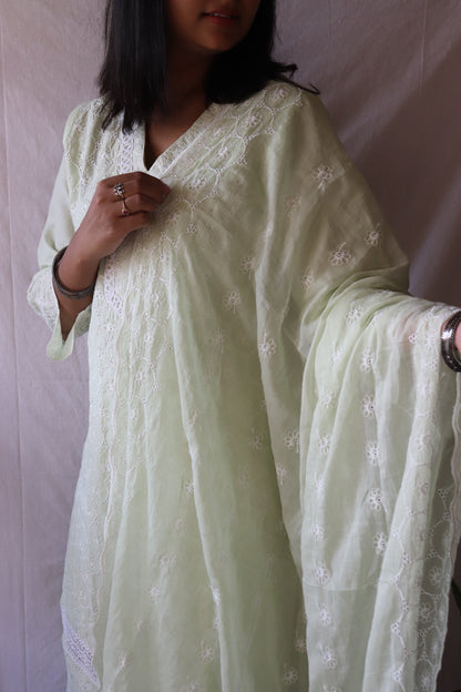 Sage Elegance - Green Chikankari Suit