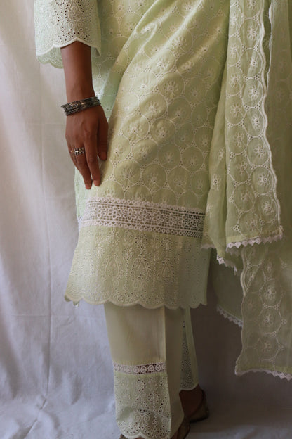 Sage Elegance - Green Chikankari Suit