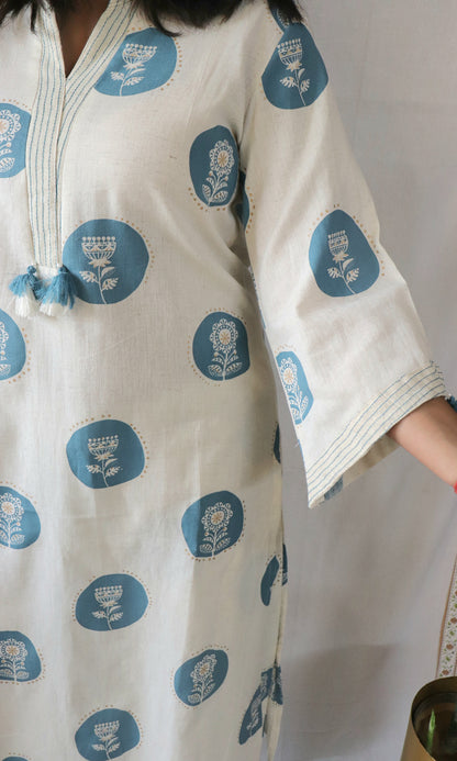 Indigo Bloom Polka Co-ord Set – A Twist on Tradition