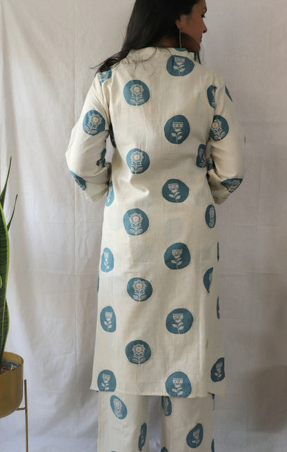 Indigo Bloom Polka Co-ord Set – A Twist on Tradition