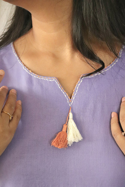 Lilac Bloom Embroidered Kurta Set – Whisper of Spring