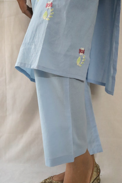 Sky Bloom Hand Embroidered Kurta Set