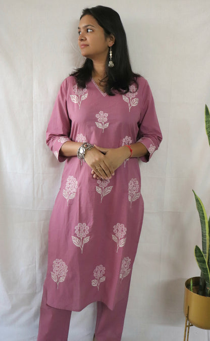 Blush Bloom Embroidered Kurta Set