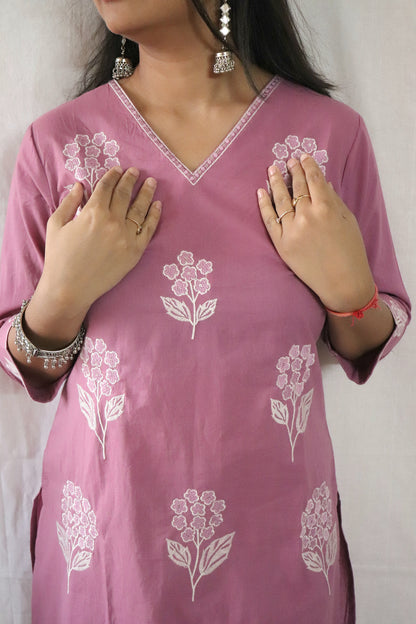 Blush Bloom Embroidered Kurta Set