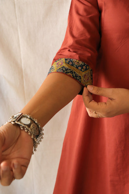 Terracotta Muse Co-ord Set with Cotton Beaded Necklace