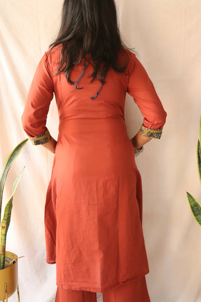 Terracotta Muse Co-ord Set with Cotton Beaded Necklace