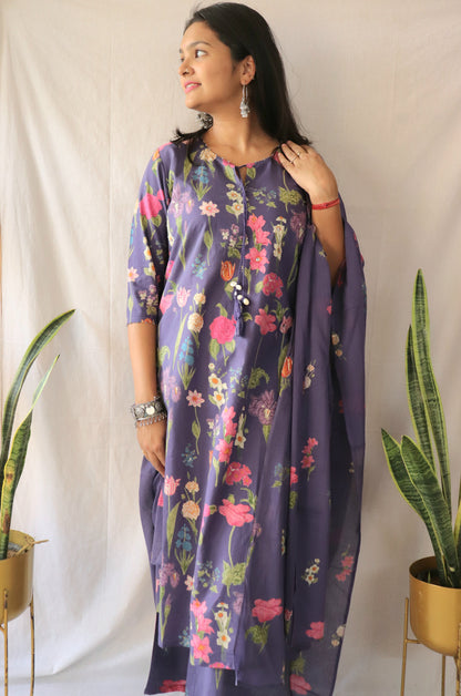 Gulbagh Purple Floral Suit Set