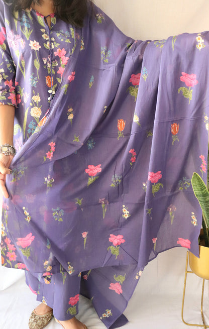Gulbagh Purple Floral Suit Set