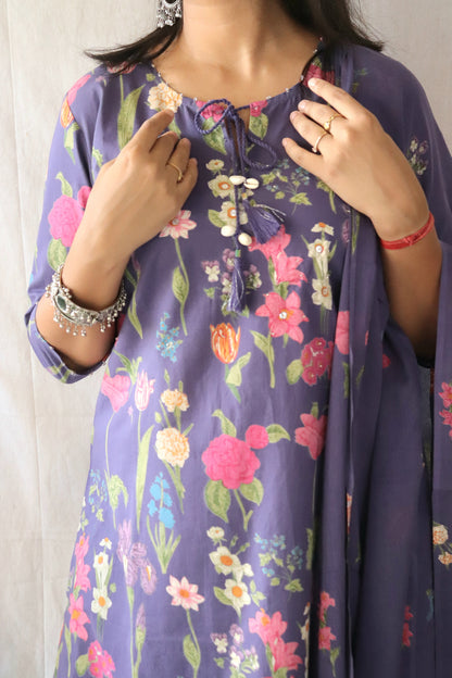 Gulbagh Purple Floral Suit Set