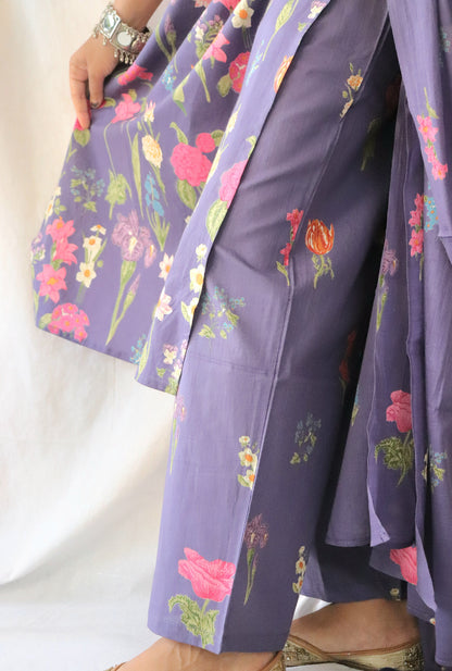 Gulbagh Purple Floral Suit Set
