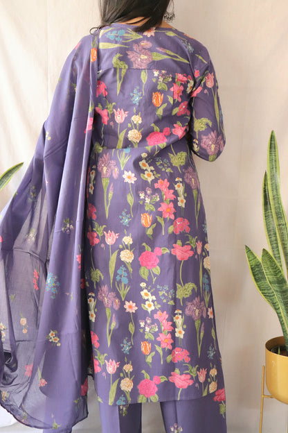 Gulbagh Purple Floral Suit Set