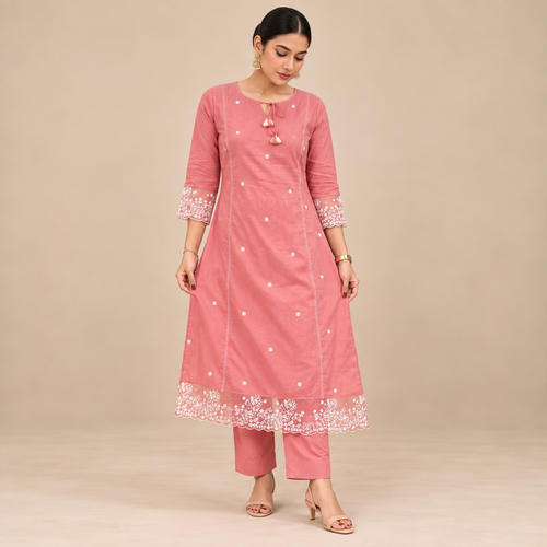 Twilight Bloom - Embroidered Net suit - Gul Collection