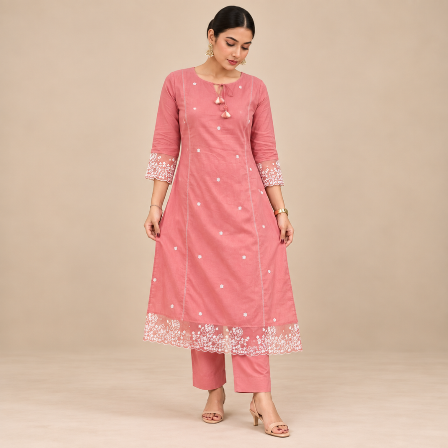 Twilight Bloom - Embroidered Net suit - Gul Collection