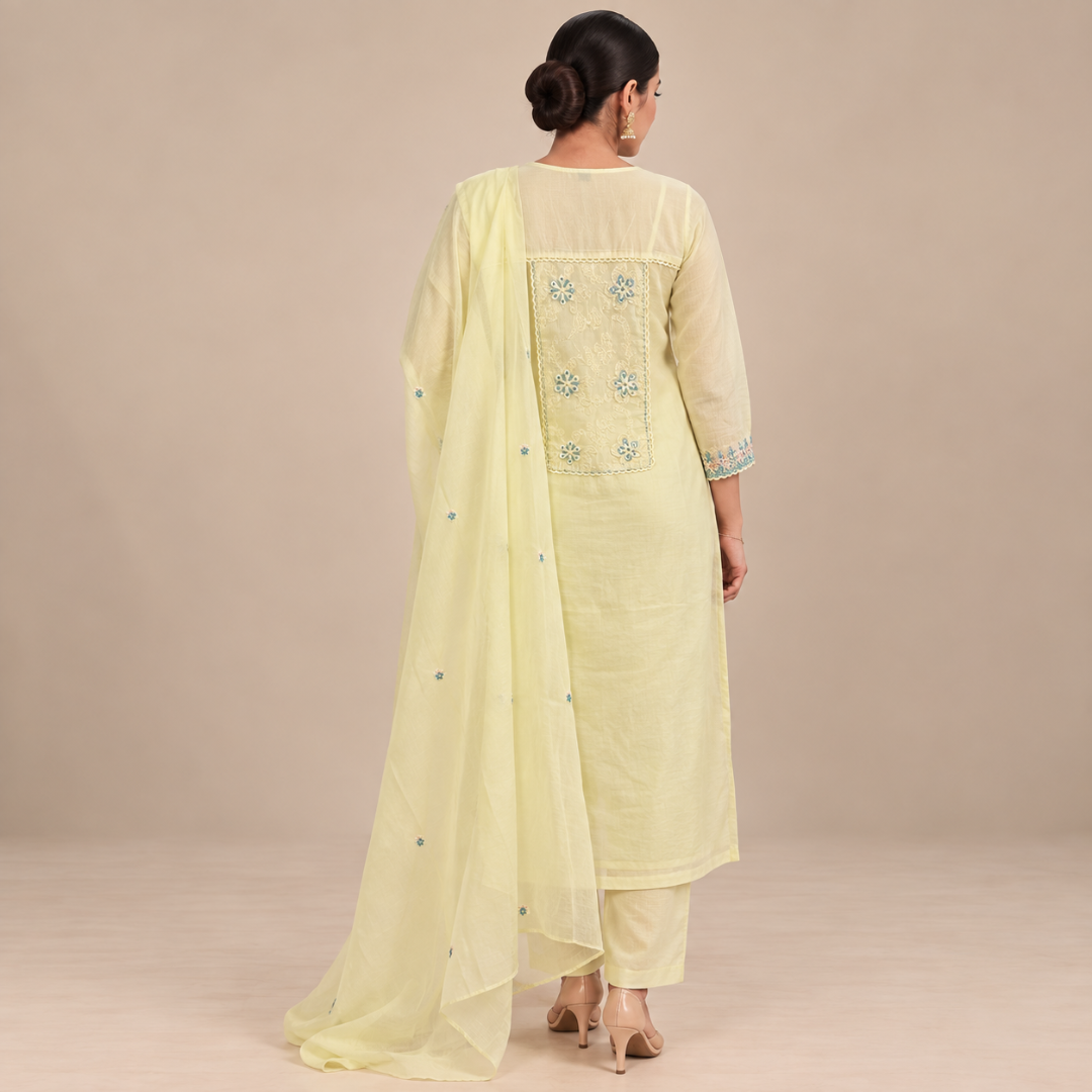 Blossom whisper - Embroidered floral suit set - Gul Collection