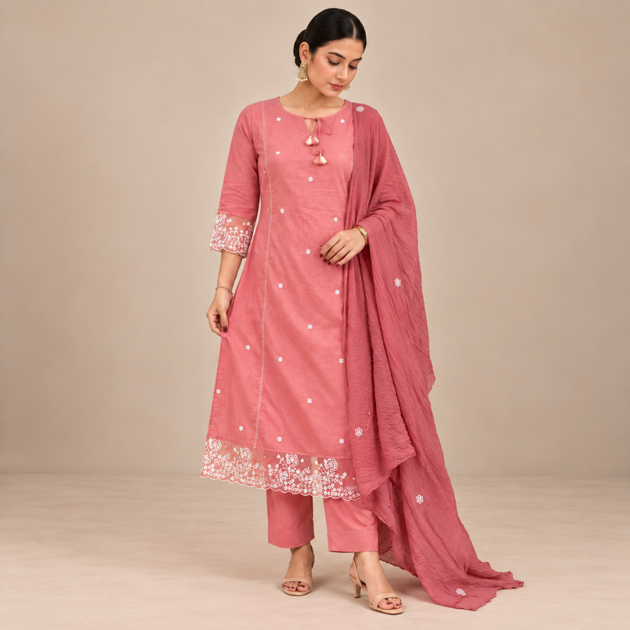 Twilight Bloom - Embroidered Net suit - Gul Collection
